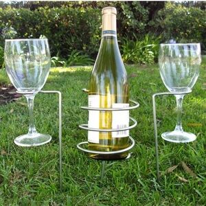 METAL WINE BOTTLE HOLDERS & 2 WINE GLASS HOLDERS 🥂